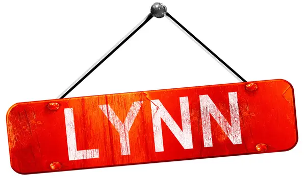 Lynn, renderowania 3d, czerwony wisi znak — Zdjęcie stockowe
