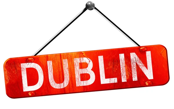 Dublin, 3d-rendering, en röd hängande tecken — Stockfoto