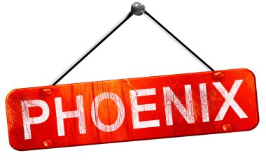 Anka kuşu, 3d render, işareti asılı kırmızı