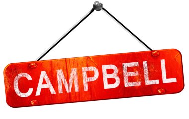 Campbell, 3d render, işareti asılı kırmızı