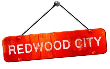 Redwood city, 3d render, işareti asılı kırmızı