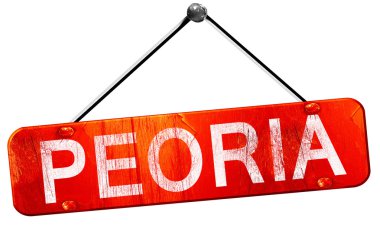 Peoria, 3d render, işareti asılı kırmızı