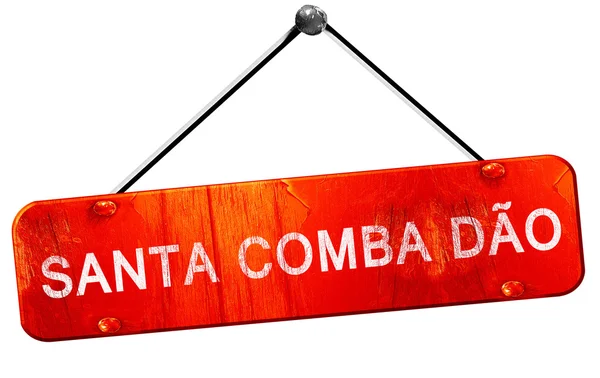 Santa comba dao, rendu 3D, un panneau rouge suspendu — Photo