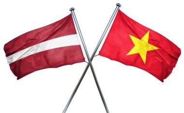 Vietnam bayrağı, 3d render ile Letonya bayrağı