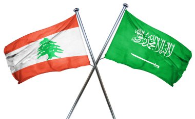 Lübnan bayrağı ile Suudi Arabistan bayrağı, 3d render