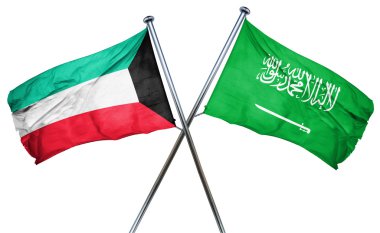 Kuveyt bayrağı ile Suudi Arabistan bayrağı, 3d render