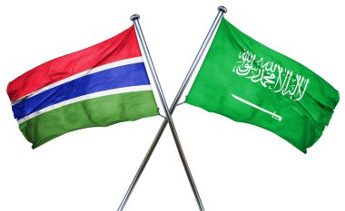 Gambiya bayrağı ile Suudi Arabistan bayrağı, 3d render