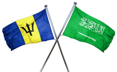 Barbados bayrağı ile Suudi Arabistan bayrağı, 3d render