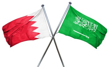 Suudi Arabistan bayrağı, 3d render ile Bahreyn bayrağı
