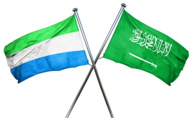 Sierra Leone bayrağı ile Suudi Arabistan bayrağı, 3d render