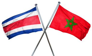 Kosta Rika bayrak Fas bayrak, 3d render ile