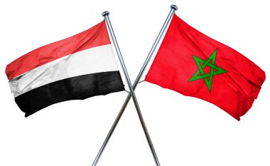 Fas bayrak, 3d render ile Yemen bayrağı