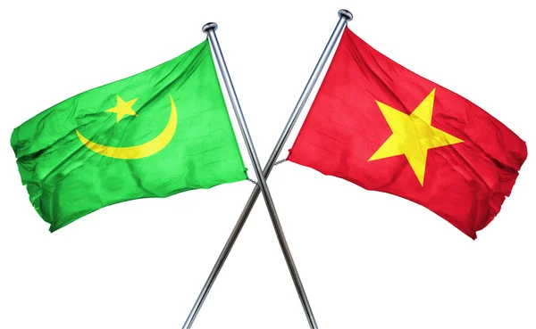 Mauritania flag with Vietnam flag, 3D rendering — Stock Photo, Image