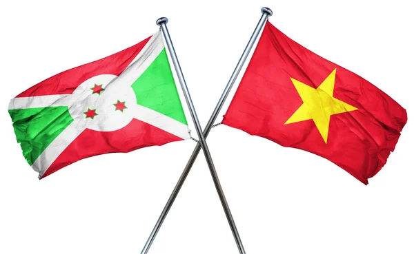 Burundis flagga med Vietnam flagga, 3d-rendering — Stockfoto