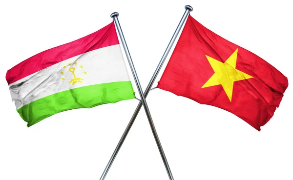 Tajikistan flag with Vietnam flag, 3D rendering — Stock Photo, Image