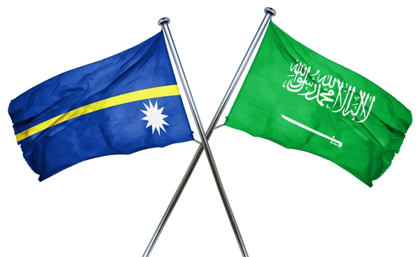 Nauru vlajka Saúdské Arábie vlajka, 3d vykreslování — Stock fotografie