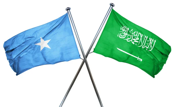 Somálsko vlajka Saúdské Arábie vlajka, 3d vykreslování — Stock fotografie