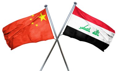Çin bayrağı Irak bayrağı, 3d render ile
