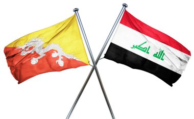 Bhutan bayrağı Irak bayrağı, 3d render ile