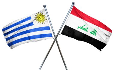 Irak bayrağı, 3d render ile Uruguay bayrağı