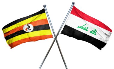 Uganda bayrağıyla Irak bayrağı, 3d render