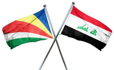 Seyşel Adaları bayrağı Irak bayrağı, 3d render ile