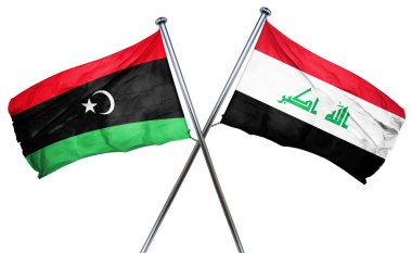 Libya bayrağı Irak bayrağı, 3d render ile
