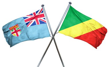 Fiji bayrak Kongo bayrak, 3d render ile