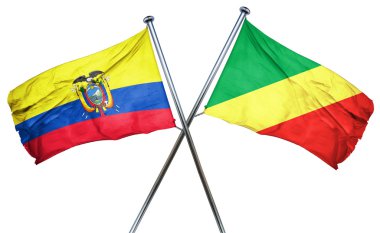 Ekvador bayrak Kongo bayrak, 3d render ile