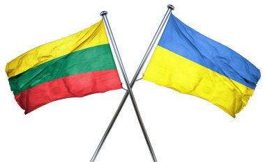 Ukrayna bayrağı, 3d render ile Litvanya bayrağı