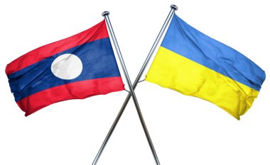 Laos bayrağı Ukrayna bayrağı, 3d render ile