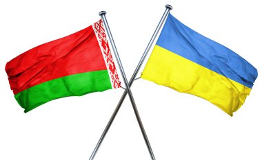 Ukrayna bayrağı, 3d render ile Beyaz Rusya bayrağı