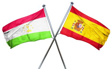 Tacikistan bayrağı İspanya bayrağı, 3d render ile