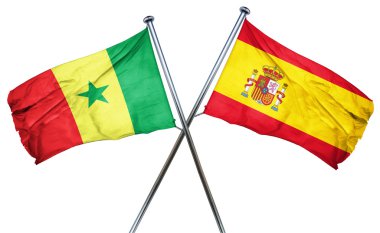 Senegal bayrak İspanya bayrağı, 3d render ile