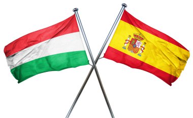 İspanya bayrağı, 3d render ile Macaristan bayrağı
