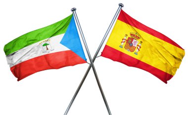 İspanya ile Ekvator Ginesi bayrak bayrak, 3d render