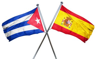 Küba bayrağı İspanya bayrağı, 3d render ile