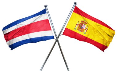 Kosta Rika bayrak İspanya bayrağı, 3d render ile