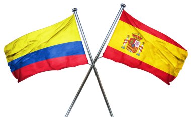 İspanya ile Kolombiya bayrak bayrak, 3d render