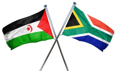 Batı Sahra bayrak Güney Afrika bayrak, 3d render ile