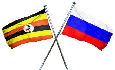 Uganda bayrağıyla Rusya bayrağı, 3d render