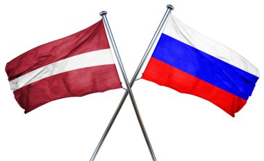 Rusya bayrağı, 3d render ile Letonya bayrağı