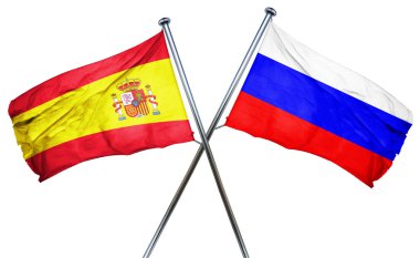 Rusya ile İspanyol bayrağı bayrak, 3d render