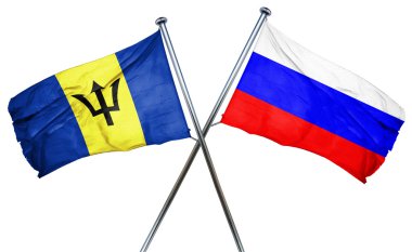 Barbados bayrağı Rusya bayrağı, 3d render ile