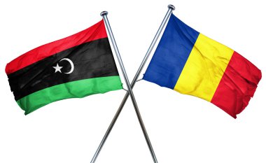 Romanya bayrağı, 3d render ile Libya bayrağı