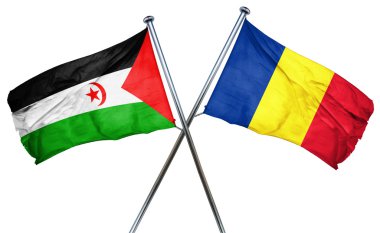 Batı Sahra bayrak Romanya bayrağı, 3d render ile