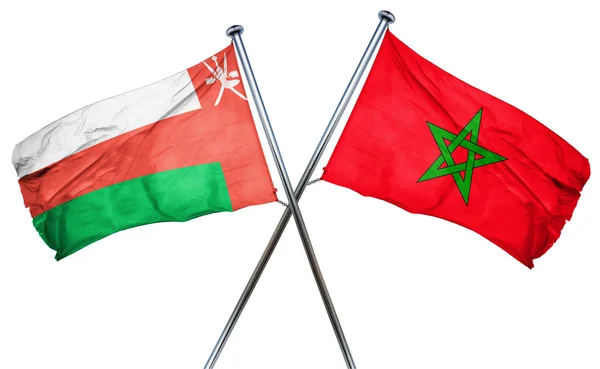 Omán zászló marokkói zászló, 3d-leképezés — Stock Fotó