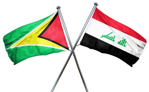 Guyanas flagga med Irak flagga, 3d-rendering — Stockfoto
