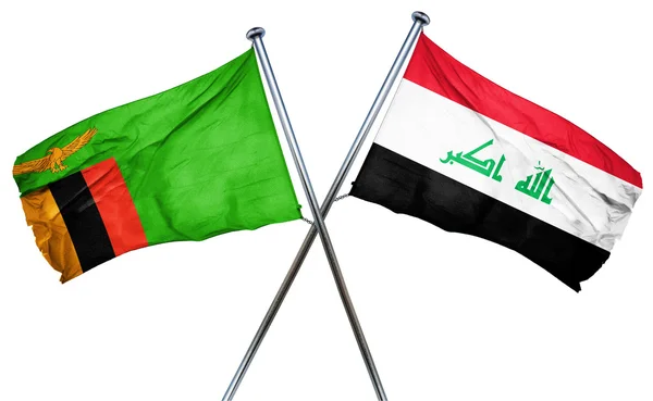 Zambia flagga med Irak flagga, 3d-rendering — Stockfoto