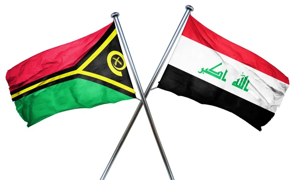 Vlajka vlajka Vanatu dvoudílné s Irákem, vykreslování 3d — Stock fotografie